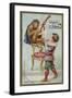 Boy and Monkey Playing Musical Instruments Together-null-Framed Giclee Print