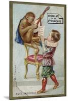 Boy and Monkey Playing Musical Instruments Together-null-Mounted Giclee Print