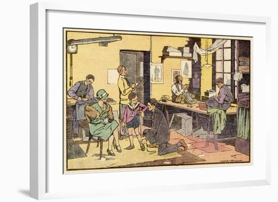 Boy at Tailor's Shop-null-Framed Art Print