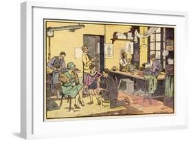 Boy at Tailor's Shop-null-Framed Art Print