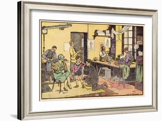 Boy at Tailor's Shop-null-Framed Art Print