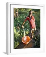 Boy at Water Tap, Chuka Village, Mount Kenya, Kenya, East Africa, Africa-Duncan Maxwell-Framed Photographic Print