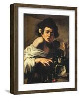 Boy Bitten by a Lizard, 1596-97 (Oil on Canvas)-Michelangelo Merisi da Caravaggio-Framed Giclee Print