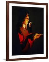 Boy Blowing on a Firebrand, circa 1645-1650-Georges de La Tour-Framed Giclee Print