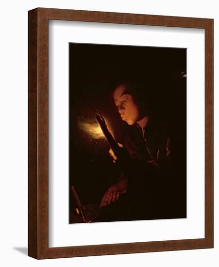 Boy Blowing on a Firebrand to Light a Candle, C.1692-98-Godfried Schalcken-Framed Giclee Print