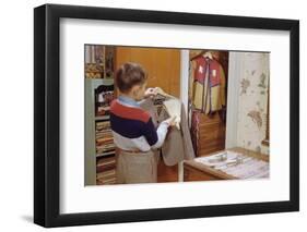 Boy Brushing His Suit Jacket-William P. Gottlieb-Framed Photographic Print