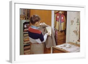 Boy Brushing His Suit Jacket-William P. Gottlieb-Framed Photographic Print