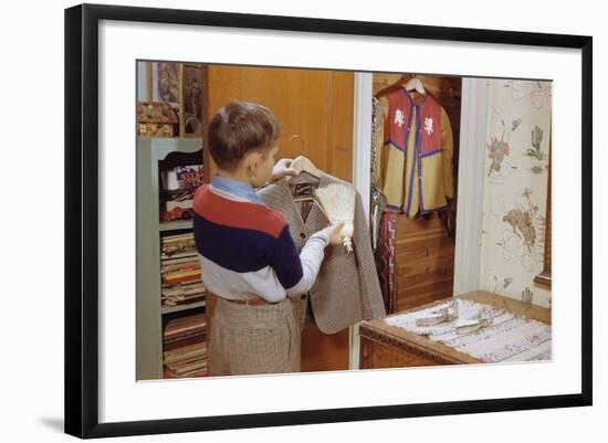 Boy Brushing His Suit Jacket-William P. Gottlieb-Framed Photographic Print