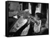 Boy Buying Popcorn at Movie Concession Stand-Peter Stackpole-Framed Stretched Canvas