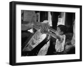 Boy Buying Popcorn at Movie Concession Stand-Peter Stackpole-Framed Photographic Print