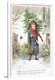 Boy Carrying Christmas Tree over Shoulder, Christmas Card-null-Framed Giclee Print