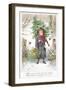 Boy Carrying Christmas Tree over Shoulder, Christmas Card-null-Framed Premium Giclee Print