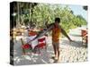 Boy Carrying Freshly Caught Swordfish, Embudu, the Maldives, Indian Ocean-Fraser Hall-Stretched Canvas