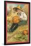 Boy Carving Jack O'Lantern-null-Framed Art Print