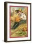 Boy Carving Jack O'Lantern-null-Framed Art Print