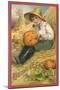 Boy Carving Jack O'Lantern-null-Mounted Art Print
