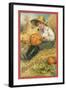 Boy Carving Jack O'Lantern-null-Framed Art Print