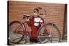 Boy Cleaning His Bike-William P. Gottlieb-Stretched Canvas