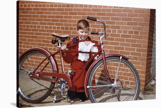 Boy Cleaning His Bike-William P. Gottlieb-Stretched Canvas