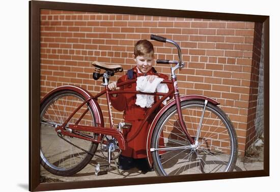 Boy Cleaning His Bike-William P. Gottlieb-Framed Photographic Print