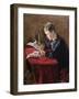 Boy cutting Christmas decorations, 1894-Christian Krohg-Framed Giclee Print