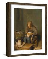 Boy Delousing His Dog-Gerard ter Borch-Framed Giclee Print