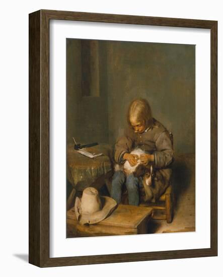 Boy Delousing His Dog-Gerard ter Borch-Framed Giclee Print