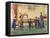 Boy Demonstrates a Toy Theatre to His Brothers Sisters and Mother-B. Couvert-Framed Stretched Canvas