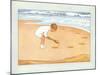 Boy Digging in Sand-null-Mounted Art Print