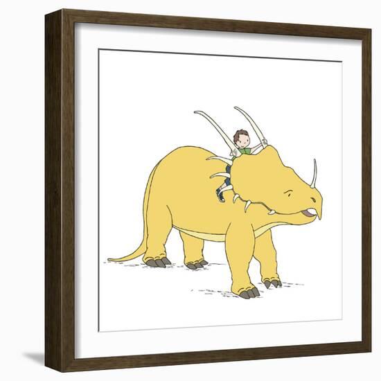 Boy Dinosaur Ride-Designs Sweet Melody-Framed Art Print