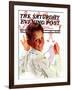 "Boy Drawing Stick Figures," Saturday Evening Post Cover, December 11, 1937-Douglas Crockwell-Framed Giclee Print