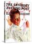 "Boy Drawing Stick Figures," Saturday Evening Post Cover, December 11, 1937-Douglas Crockwell-Stretched Canvas