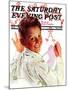 "Boy Drawing Stick Figures," Saturday Evening Post Cover, December 11, 1937-Douglas Crockwell-Mounted Giclee Print