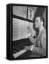 Boy Drummer and Composer Mel Torme, Playing the Piano-William C^ Shrout-Framed Stretched Canvas