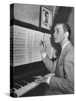 Boy Drummer and Composer Mel Torme, Playing the Piano-William C^ Shrout-Stretched Canvas