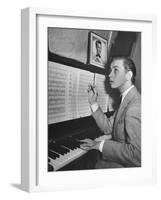 Boy Drummer and Composer Mel Torme, Playing the Piano-William C^ Shrout-Framed Premium Photographic Print