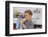 Boy Drying Serving Spoon-William P. Gottlieb-Framed Premium Photographic Print