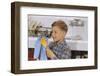 Boy Drying Serving Spoon-William P. Gottlieb-Framed Photographic Print