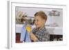 Boy Drying Serving Spoon-William P. Gottlieb-Framed Photographic Print