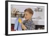 Boy Drying Serving Spoon-William P. Gottlieb-Framed Photographic Print
