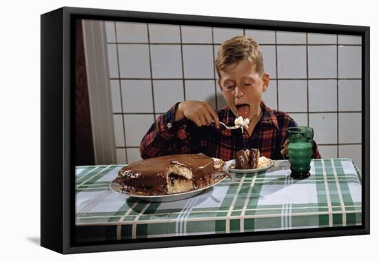 Boy Eating a Slice of Cake-William P. Gottlieb-Framed Stretched Canvas