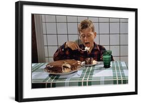 Boy Eating a Slice of Cake-William P. Gottlieb-Framed Photographic Print