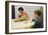 Boy Eating Cookies and Milk as Mom Reads-William P. Gottlieb-Framed Photographic Print