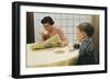 Boy Eating Cookies and Milk as Mom Reads-William P. Gottlieb-Framed Photographic Print