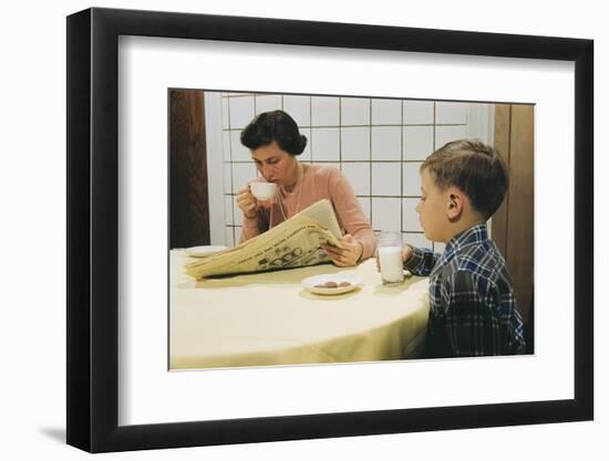 Boy Eating Cookies and Milk as Mom Reads-William P. Gottlieb-Framed Photographic Print