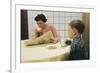 Boy Eating Cookies and Milk as Mom Reads-William P. Gottlieb-Framed Photographic Print