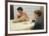 Boy Eating Cookies and Milk as Mom Reads-William P. Gottlieb-Framed Photographic Print