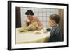 Boy Eating Cookies and Milk as Mom Reads-William P. Gottlieb-Framed Photographic Print