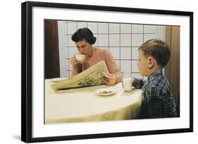 Boy Eating Cookies and Milk as Mom Reads-William P. Gottlieb-Framed Photographic Print