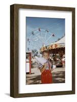 Boy Eating Cotton Candy at Fair-William P. Gottlieb-Framed Photographic Print